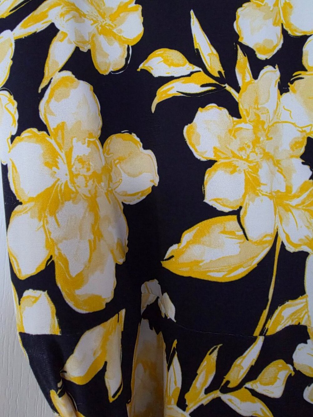 Lauren Ralph Lauren Floral Wrap Dress Black Yellow Sleeveless Midi